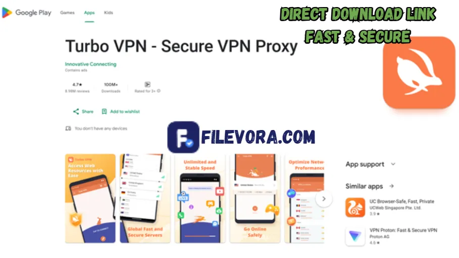 Turbo VPN MOD APK 4.2.9.6 (Unlocked Premium) for 2026 screenshot