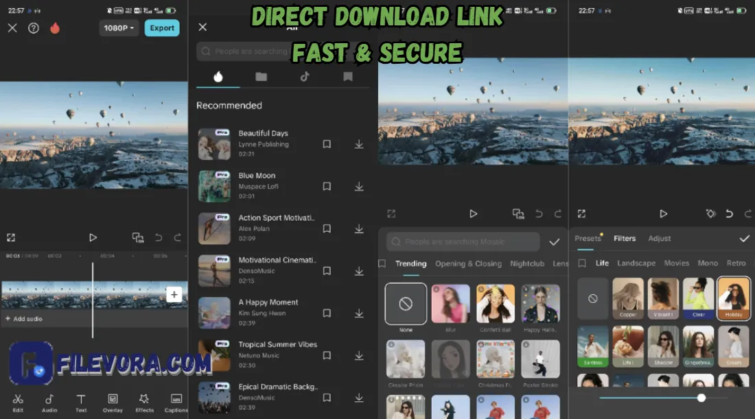 CapCut Mod APK 17.4.0 (Premium Unlocked) for Android 2026 screenshot