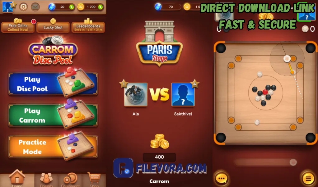Carrom Pool MOD APK 18.11.0 (Unlimited Coins/Gems) for Android 2026 screenshot