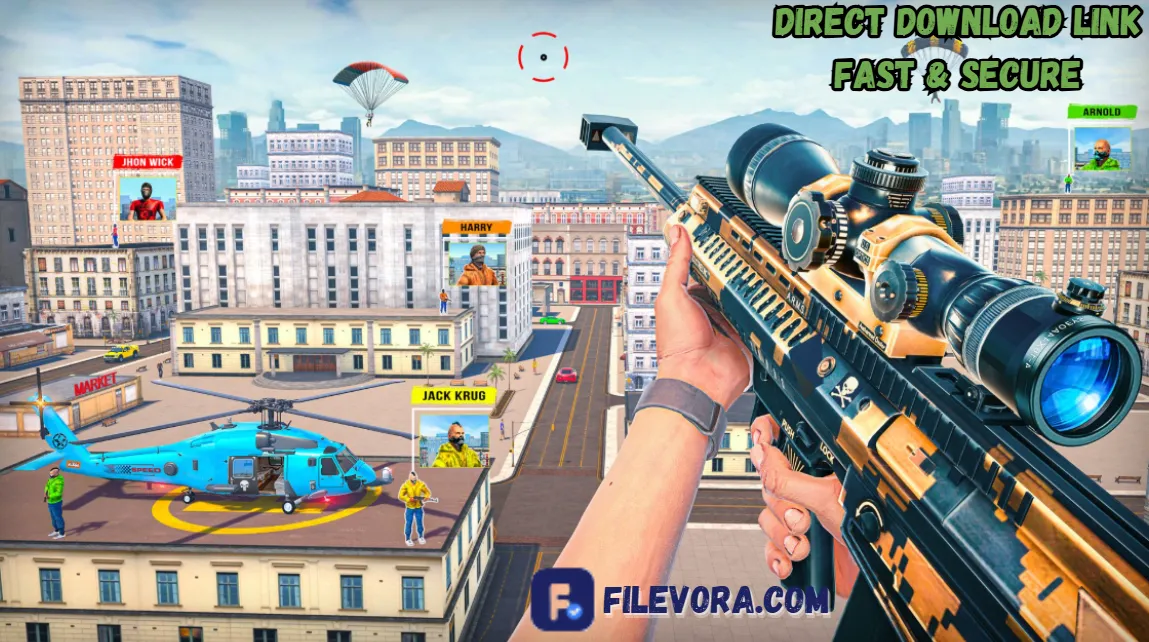Sniper 3D MOD APK 6.20.0 (Unlimited Money/ Gems) for Android 2026 screenshot